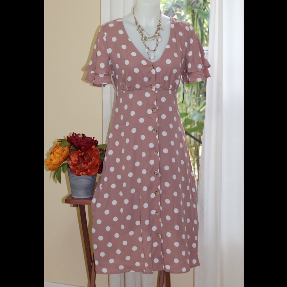 Rose polka dot dress